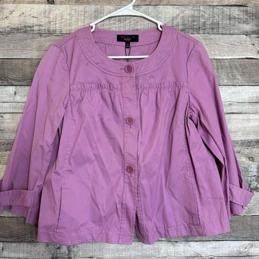 Talbots Petite Jackie Fit 3/4 Sleeves Cropped Jacket Sz 10 P Pink NWT
